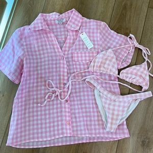 Frankies Bikinis shirt, bikini top and bikini bottom